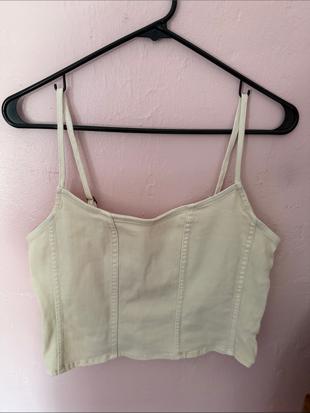 Cream Spaghetti-Strap Crop Top